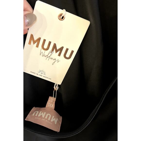 Show Me Your Mumu Jasmine Halter Mini Dress Black Luxe Satin XXL NWT - Picture 7 of 8